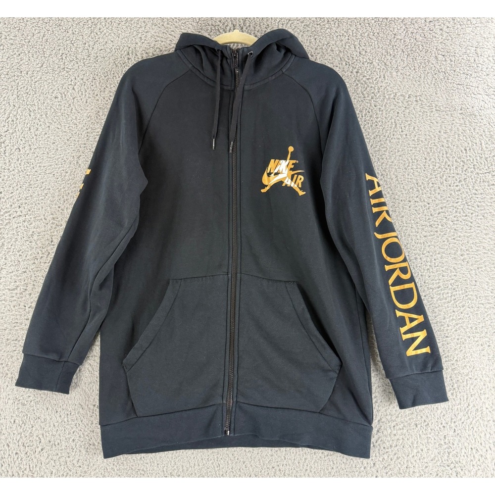 Jordan Jumpman Classics Full Zip Hoodie Mens Medium Black Gold Fleece CK2223-011